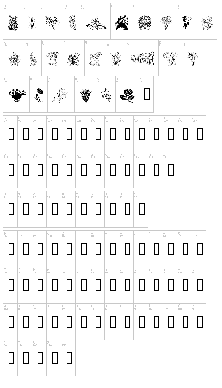KR Spring Me font map
